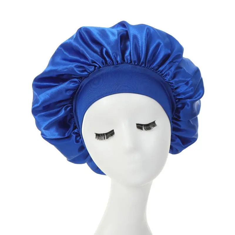 Women\'s Hair Caps Lined Silky Satin Bonnet Sleep Cap Adjust Head Cover With Band Beauty Salon Hair Care Hat Bathroom Accessories