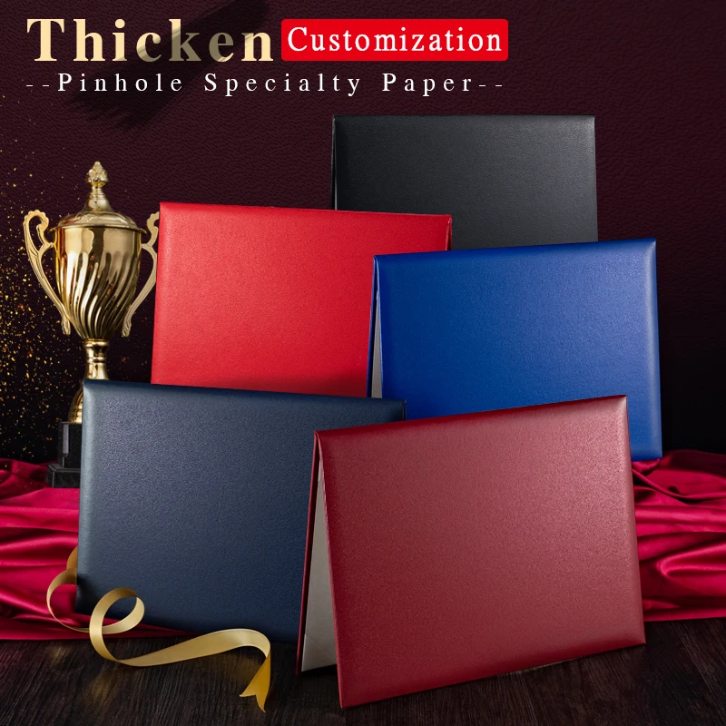 

Custom Gold Folio Printing Padded Leatherette Blank A4 Certificate Holder Cover With Turned Edges For Diploma Award Folders