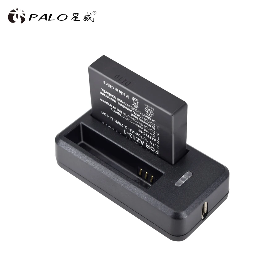 PALO 1010mAh AZ13-1 Battery with USB Battery Charger For Xiaomi Yi Action Camera Replacement Battery Rechargeable Backup Bateria