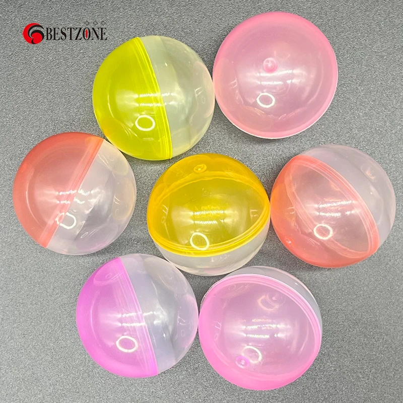 50Pcs 45mm Plastic PP Toy Capsules Half Transparent Colorful Round Surprise Ball Easy Open Lock For Amusement Vending Machine