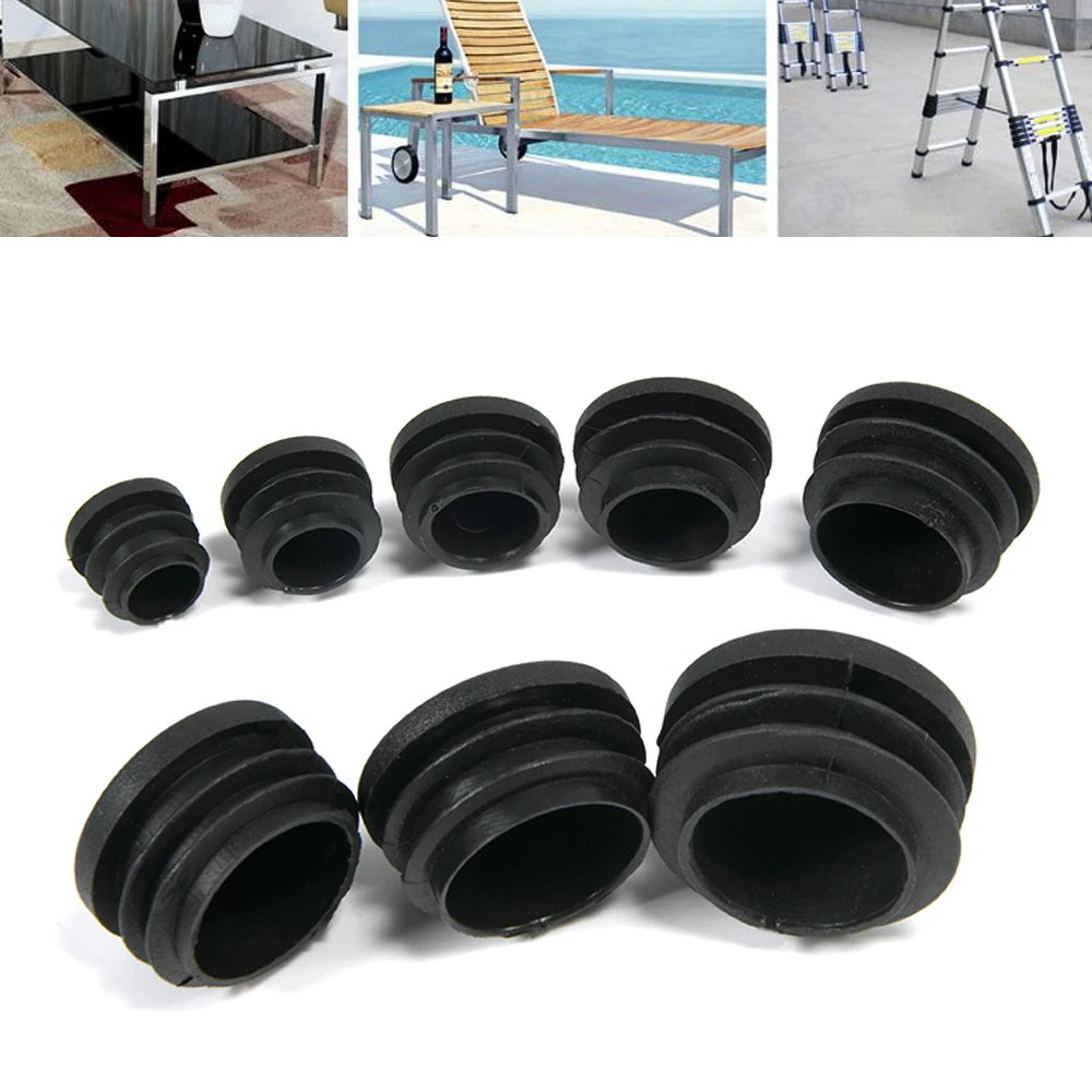 10Pcs Black Plastic Furniture Leg Plug Blanking End Cap Bung for Round Pipe Tube Hot-selling Desk Chair