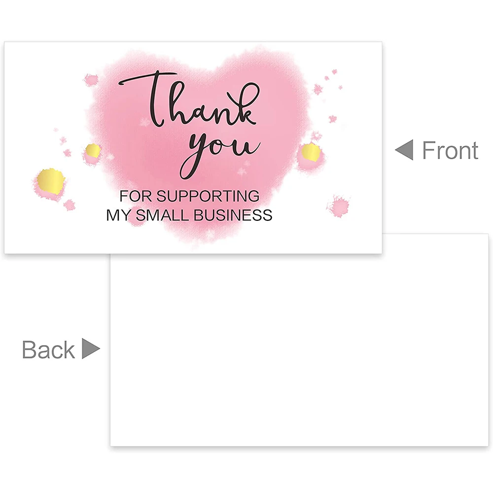 Carte de remerciement rose pour votre commande, merci de soutenir les petites entreprises, étiquette cadeau décorative, logo personnalisé brodé, 10-30 pièces