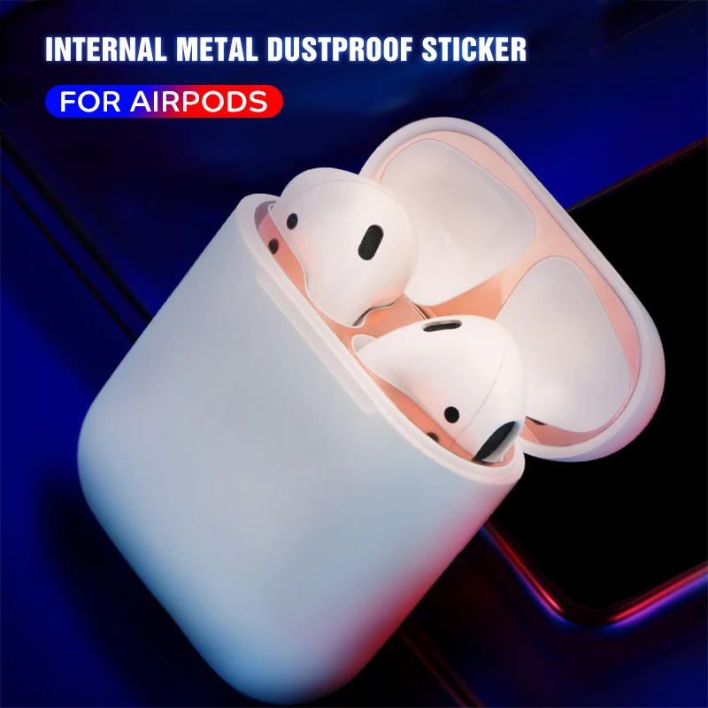 Dust Guard For AirPods 2 Case Box Sticker Inside Protector Earphone Film For AirPods 2 Air Pods 1 Cover Skin Sticker Metal