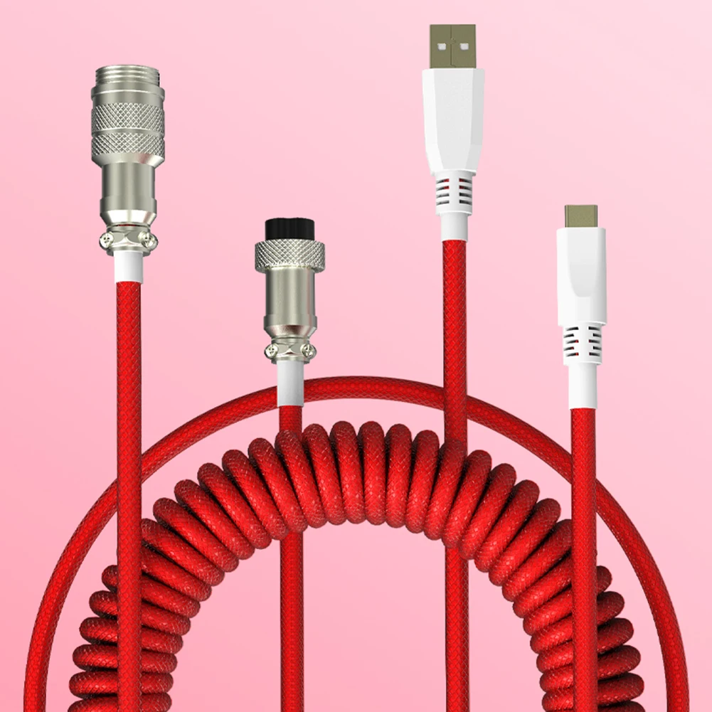 Type C USB Cable Mechanical Keyboard Coiled Cable Wire Mechanical Keyboard Aviator Desktop Computer Aviation Connector