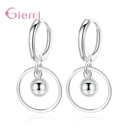 New Korean Simple 925 Sterling Silver Big Round Circle Drop Earrings Women Geometric Piercing Earrings Wedding Party Jewelry