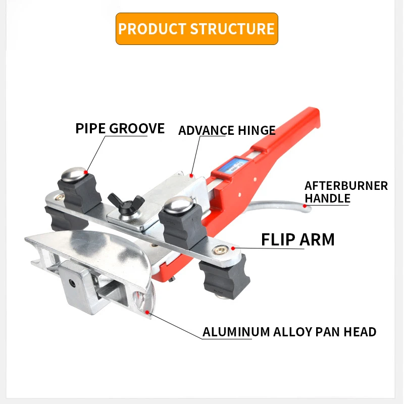 Máquina de dobra combinada com parede reversa, catraca mecânica Bow Pipe Bender, 180 °, 6-22mm