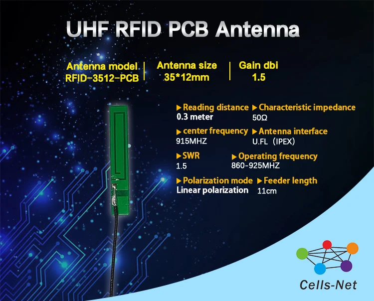 

UHF PCB антенна Гибкая PCB антенна малый объем Встроенная RFID антенна 74*5 мм