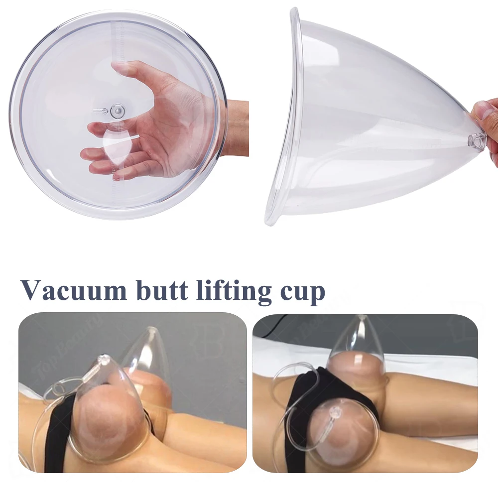 2pcs180/150ml Breast Enlargement Cupping Hip Lifting Buttock Vacuum Pump Suction Replacement Enhancer Massage Cup with Hose Set