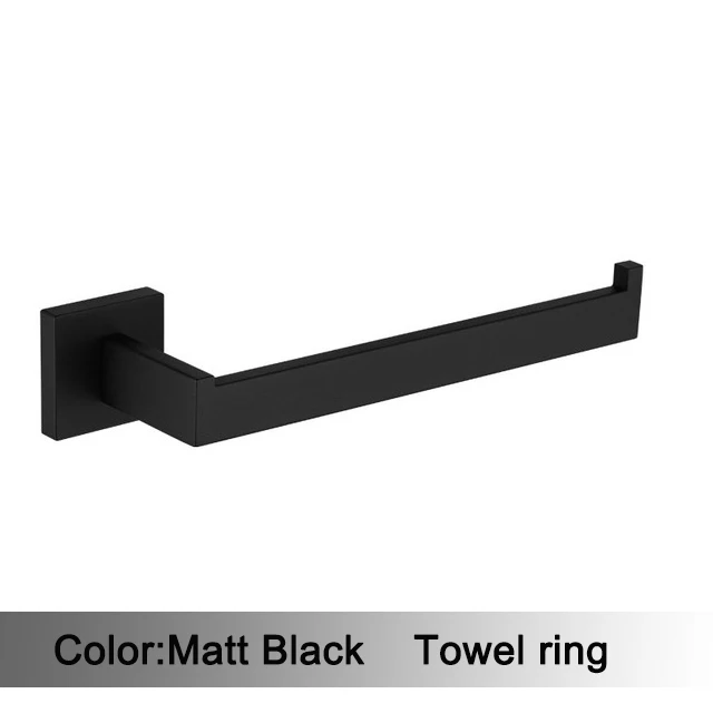 Zwarte Badkamer Hardware Set 304 Roestvrijstalen Handdoekrek Toiletpapierhouder Handdoekhouder Badkameraccessoires