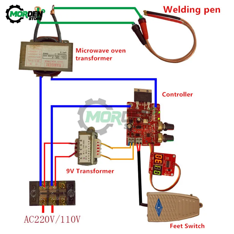 NY-D01 100A Digital Display Spot Welding Time And Current Controller Panel Timing Ammeter Spot Welders Control Board