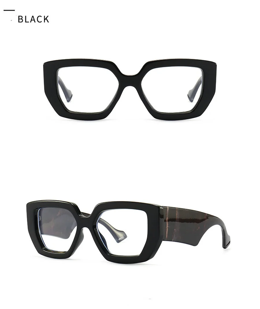 Neue Fashion Square Frauen Brille Rahmen Luxus Klar Anti-Blu-Ray Frühling Scharnier Breite Beine Brillen Männer Optische Polygon rahmen – Detail 9