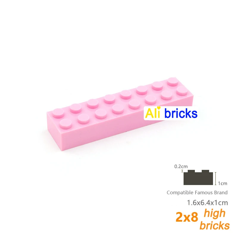 100pcs 2x8 Dot DIY Building Blocks Thick Educational Creative Toys for Children Figures Plastic Bricks Size Compatible With 3007