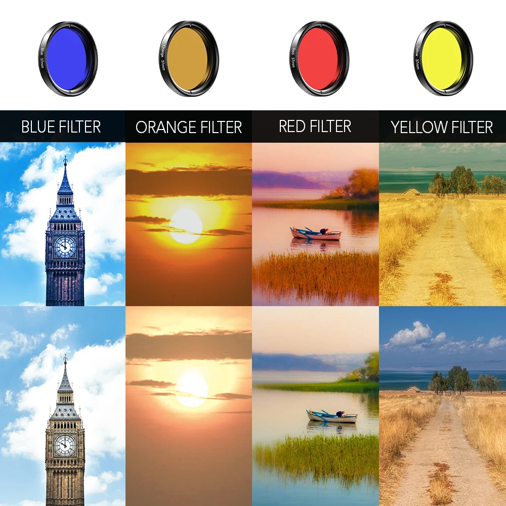 APEXEL7 in 1 phone lens kit 0.45x wide +37mm UV Full Blue Red Color Filter+CPL ND32+Star Filter for iPhone Xiaomi all Smartphone