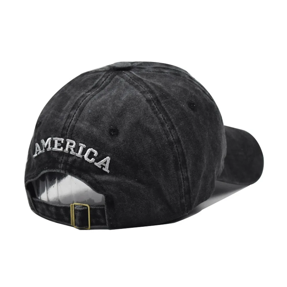 Baseball Cap Washed denim Outdoor Sport Baseball Cap Hat  USA America Canada Italy Brazil flag sign Embroidery Spring Autumn Cap