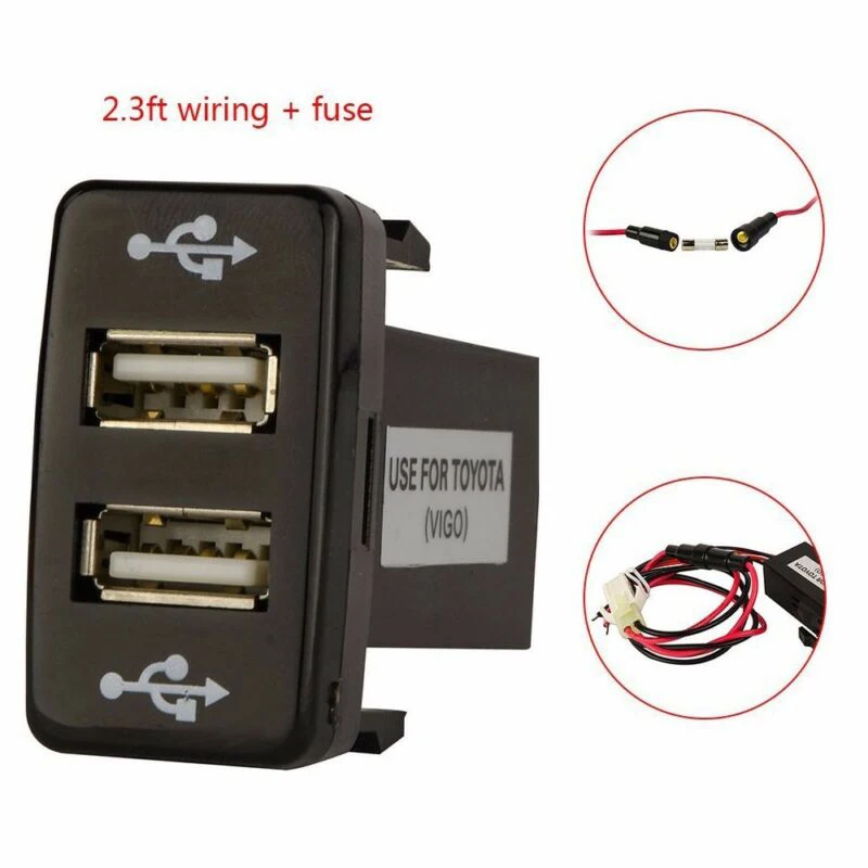 New Car Dual USB 2-Port Phone Charger for Toyota 4Runner/Prado 120 Series 2003-2009