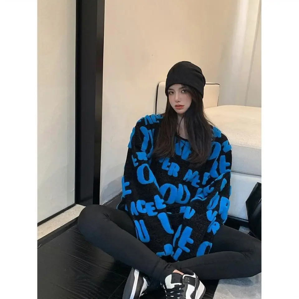 Korobov Korean Elegant Women Winter Pullover Sweaters Vintage Sweet Knitted Jumpers Japanese Preppy Style Letter Sueter Mujer