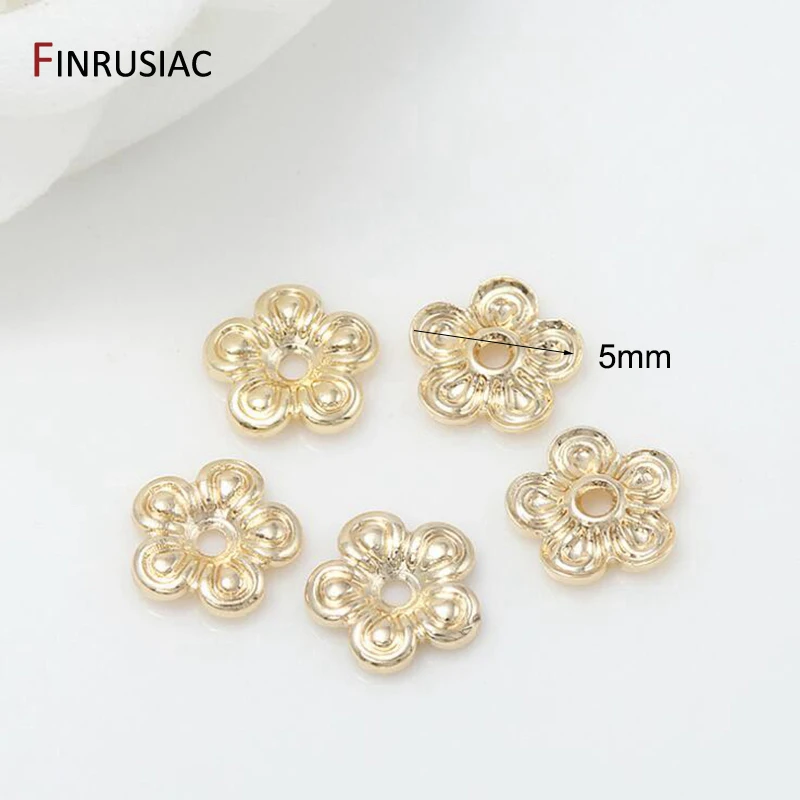 14k banhado a ouro latão metal 7 tipos pequenas contas de flores finas tampa para fazer jóias diy acessórios de tampas de contas