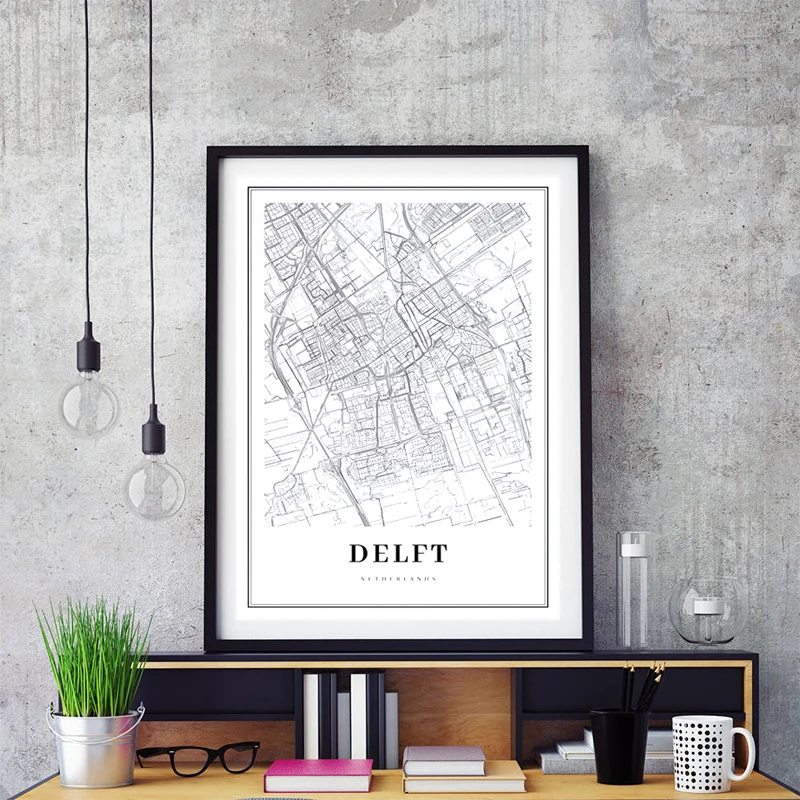 Netherlands Map Poster Prints Amersfoort,Dordrecht , Haarlem,Nijmegen,Delft Maps Canvas Painting Pictures Office Wall Art Decor