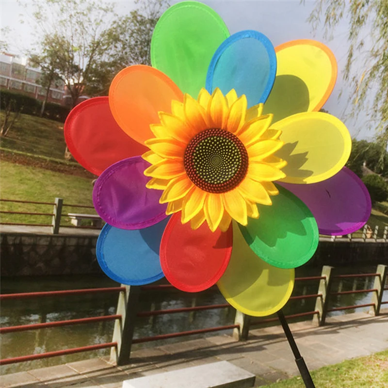 Windmill Wind Spinner Rainbow Whirligig Wheel Home Yard Decoration New 62KC