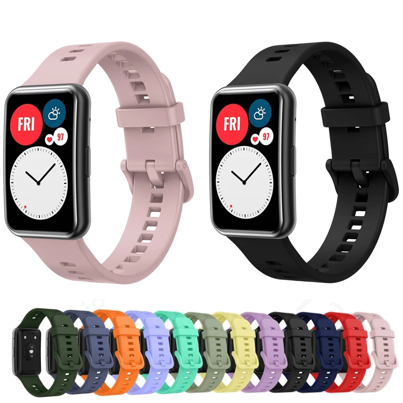 สำหรับนาฬิกา Huawei Fit Smart Watch กีฬาสร้อยข้อมือเข็มขัดนุ่ม Correa สำหรับนาฬิกา Huawei Fit สายคล้องคอซิลิโคนสายรัดข้อมือ