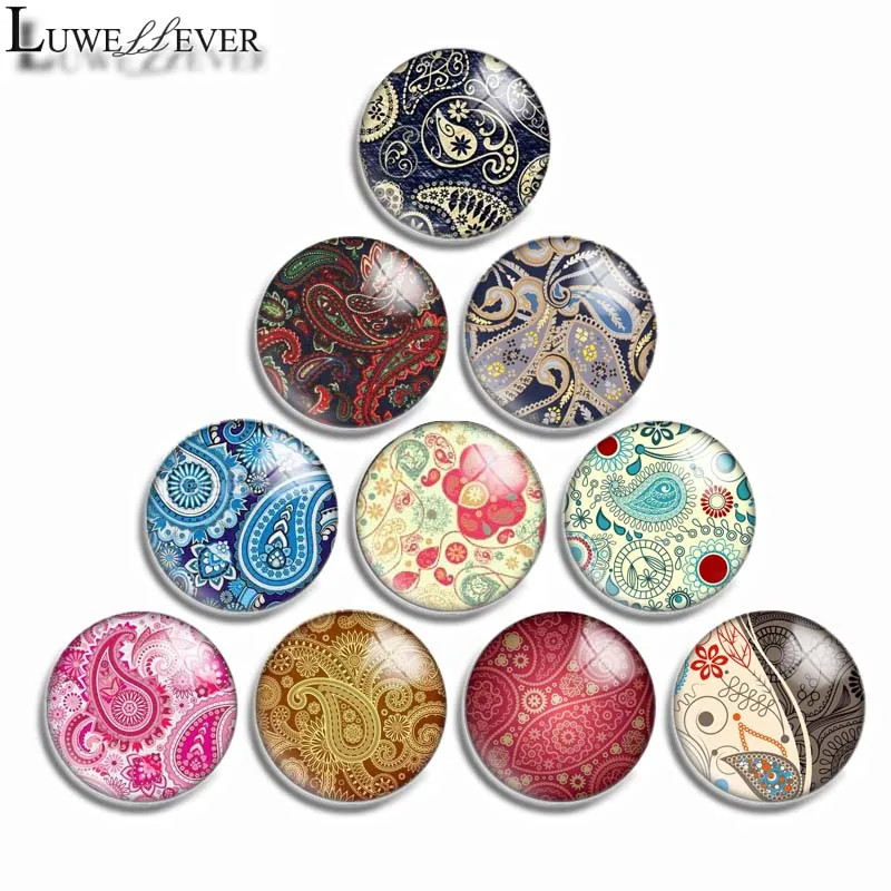 

12mm 10mm 16mm 20mm 25mm 30mm 515 Perris Pattern Mix Round Glass Cabochon Jewelry Finding 18mm Snap Button Charm Bracelet