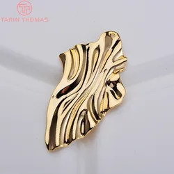 (667)6PCS 24x45MM 24K Gold Color Plated Brass Irregular Pendants Charms High Quality DIY Jewelry Making Findings