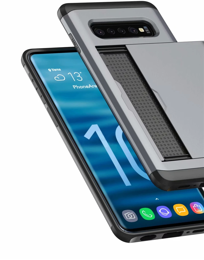 For Samsung Galaxy Note 10 Plus S10 E 5G S9 S8 Case Hybrid Tough Slide Wallet Card Storage Armor Cover For Note 8 9