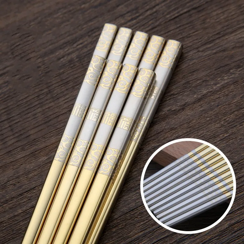 500 pairs Chinese chop sticks Korean Hollow Anti scald Reusable sticks 304 stainless steel Japanese