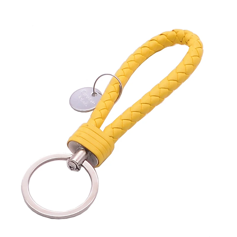 GIFT!!! 1PCS PU Leather Braided Woven Rope Keychain DIY Bag Pendant Key Chain Holder Car Motorcycle Keyring Men Women Key Ring