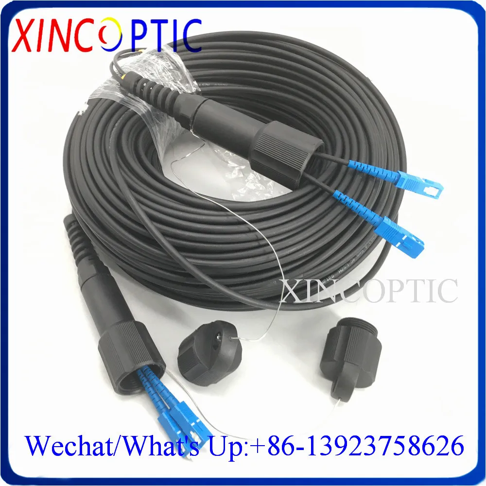 

70M 2Fibers G657A1 Multimode OM1 OM2 OM3-150 1Pcs Outdoor Waterproof PDSC-PDSCUPC 3.0mm 2C Armored Fiber Optical Patch Cord