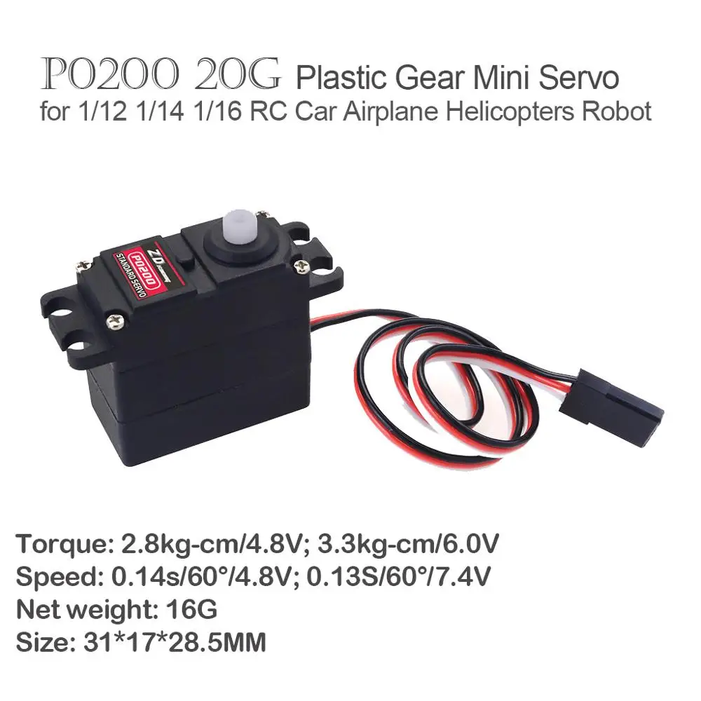 ZD Racing P0200 20g Plastic Steering Gear Servo For 1/16 1/14 1/12 RC Car Mini-Helicopters Robots Parts