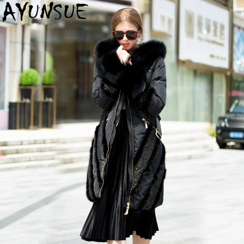 

AYUNSUE Luxury Natural mink fox Fur Hooded Women's Winter Down Jacket Female Duck Down Coat Thick Warm Parkas Woman Abrigos 2020