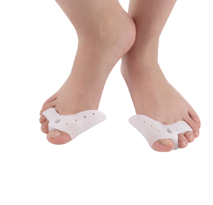 2 peças = 1 par Silicone Hammer Pad Toe Overlap Separadores Macas Polegar Alinhamento Sapatos Ortopédicos Palmilhas Endireitamento Conjunto