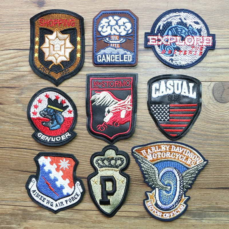 

Bomb Explosion Eagle USA Flag Letter Shield Totem Icon Embroidery Applique Patch for Clothing DIY Sew up Badges on the Backpack