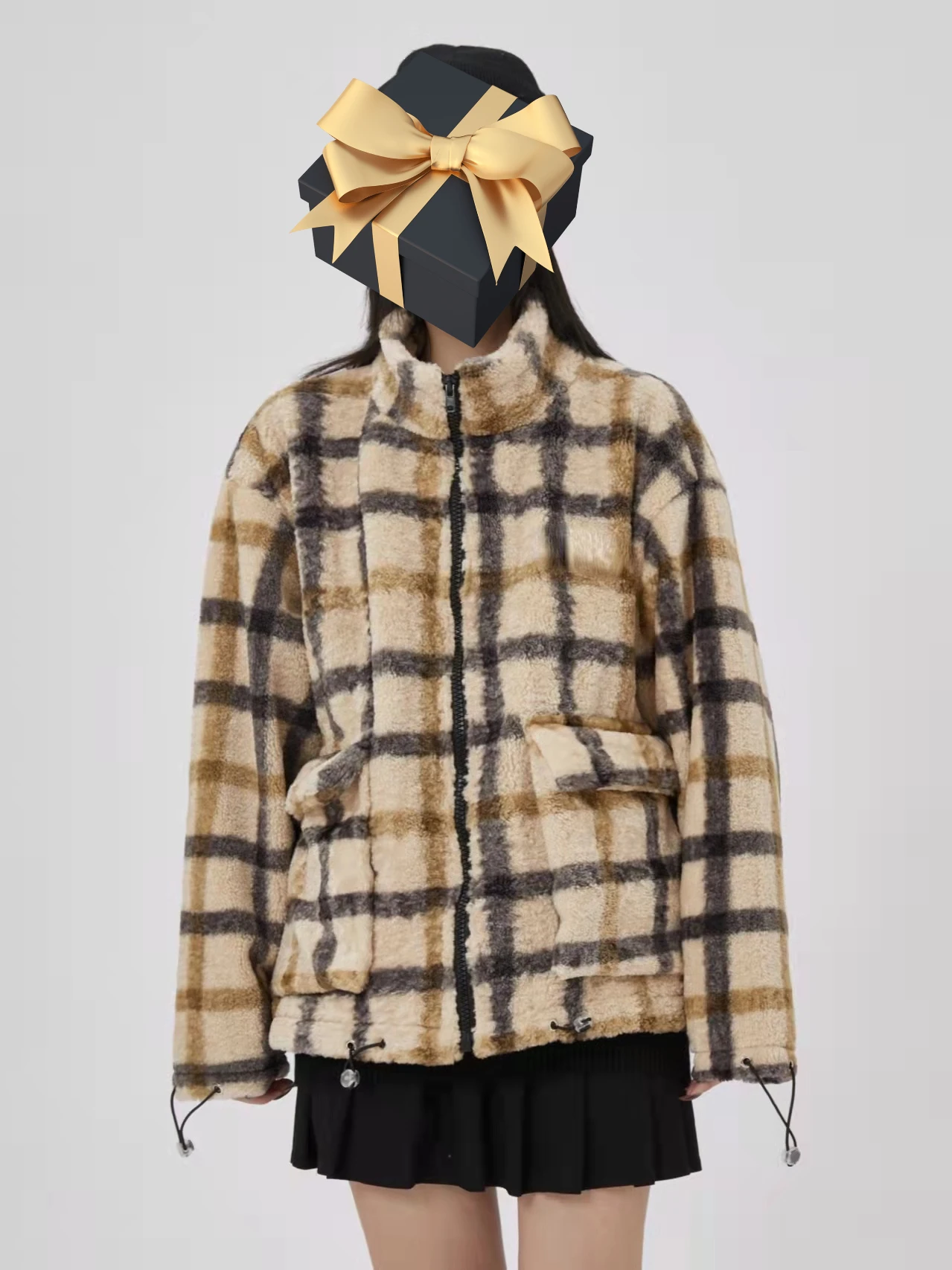 Small Fragrance Jacket Women New Autumn and Winter Cotton Clothes Korean Style Fashion Thick Loose Retro Plaid Cotton Coat New