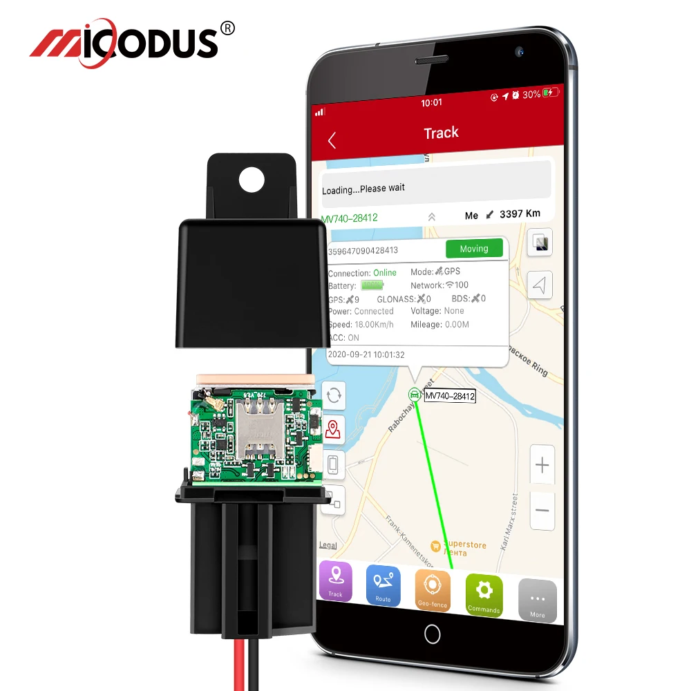 GPS Tracker Car GPS Relay Micodus MV740 MV720 Car Alarm GPS Locator 9-90V Shock Alert Cut Off Fuel ACC Detec Free APP PK CJ720