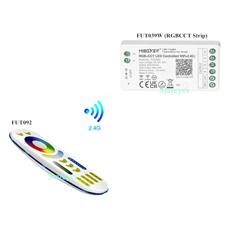 Mi Light WiFi Tuya Alexa Google Home Voice controller MiBoxer LED strip dimmer CCT RGB RGBW RGBCCT FUT038W 2.4G remote control