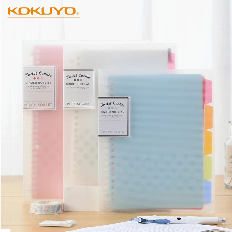 KOKUYO Binder Note A5 B5 8mm Line Pastel Cookie Nice Color Loose Leaf Notebook Diary Planner Office School Supplies A6677