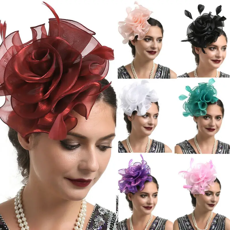 Fashion Feather Mesh Fascinator Hat Hair Clip Women Cocktail Wedding Party Bridal Hat Fascinator Ladies Dress Hair Headband