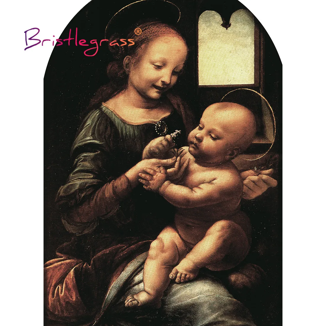 

BRISTLEGRASS Wooden Jigsaw Puzzles 500 1000 Pieces Madonna Benoit Leonardo Da Vinci Educational Toy Collectibles Paintings Decor