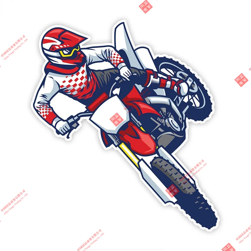Creative Motocross Rider Doing Jumping Colorful Funny Car Stickers Styling Removable Decal Racing Motorcyclehelmet Stickers
