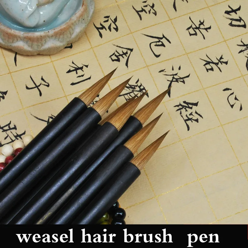 

3pcs Chinese Calligraphy Painting Brush Pen Weasel Hair Hook Line Watercolor Paint Brush Calligraphy Fine Line Writing Brushes