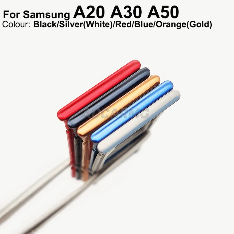 Aocarmo Sim-карта для Samsung Galaxy A20 A30 A50, одна SIM-карта, две SIM-карты, металлический пластиковый лоток Nano SIM, держатель слота MicroSD