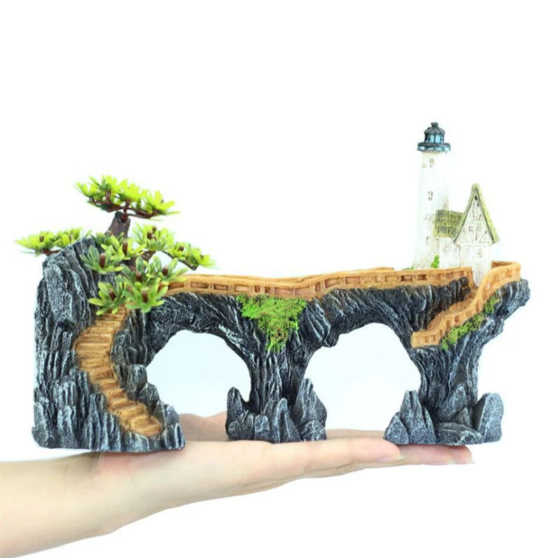 Fish Tank Aquarium Accessories Jewelry Resin Rockery Ornament House Aquarium Landscaping Fish Tank Decoration Craft Pet Supplies