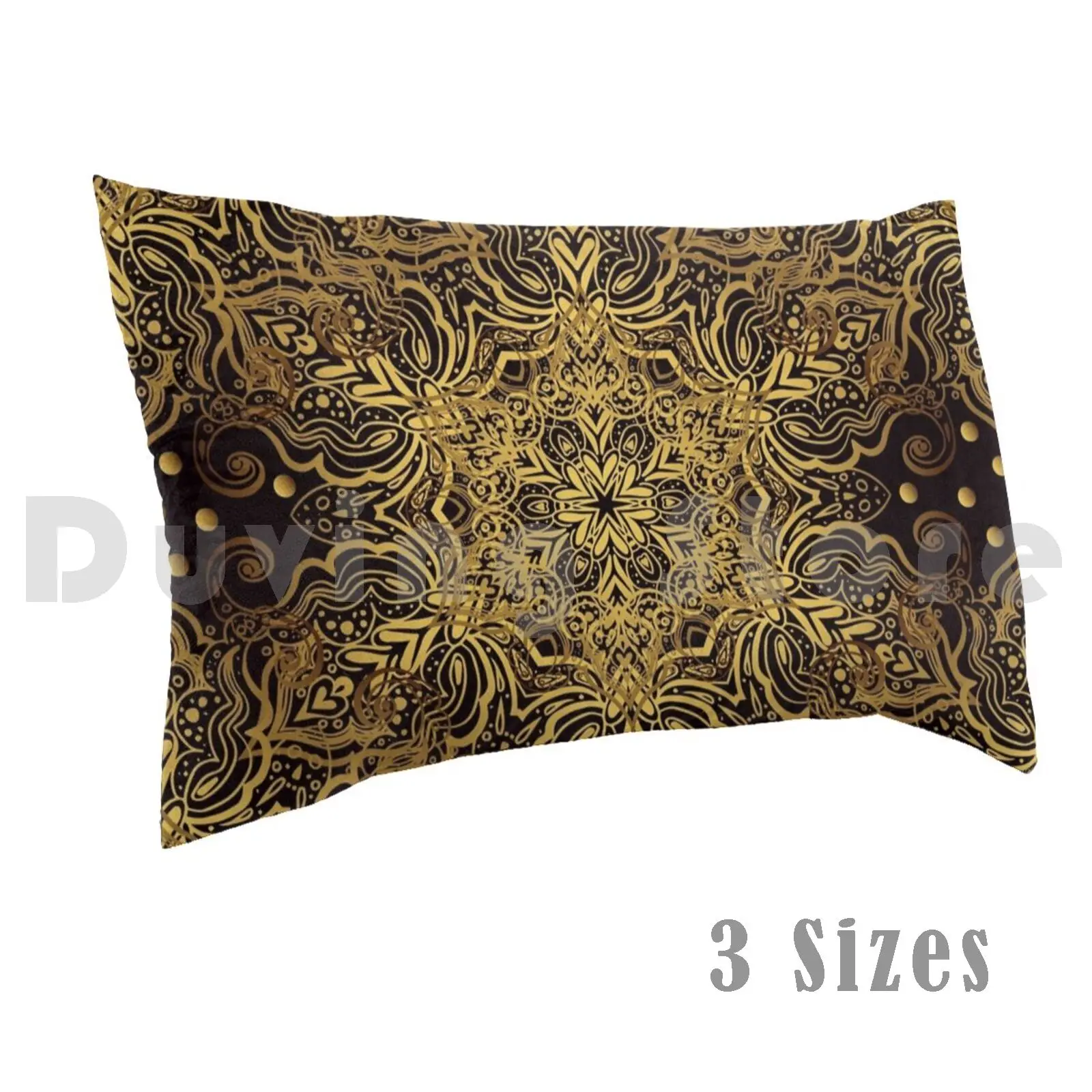 Luxe Ornate Golden Yellow & Black Zen Mandala Filigree Pattern Pillow Case DIY 50*70 Golden Yellow Black