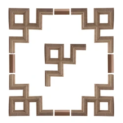 Carving Lines Wood Applique Wood Decal Onlay Wood Frame Carved Modern Unpainted Long Rose Leaves Wooden Furniture Corner Cabinet
