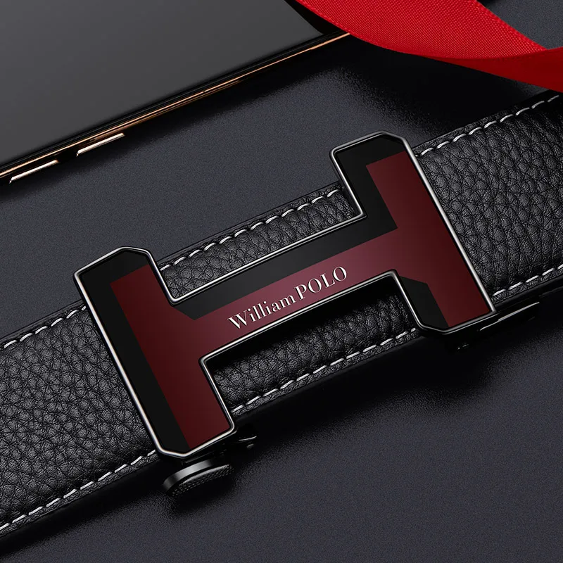 

Men's Trouser Belt Genuine Leather Automatic Buckle Luxury Designer High Quality Ceinture Homme Male Belt Black fashion Belt