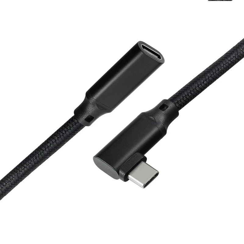 유형 C 연장 케이블 팔꿈치 90도 USB C 남성 USB C 여성 연장 케이블 10GNE2 어댑터 케이블 유형 c 데이터 케이블