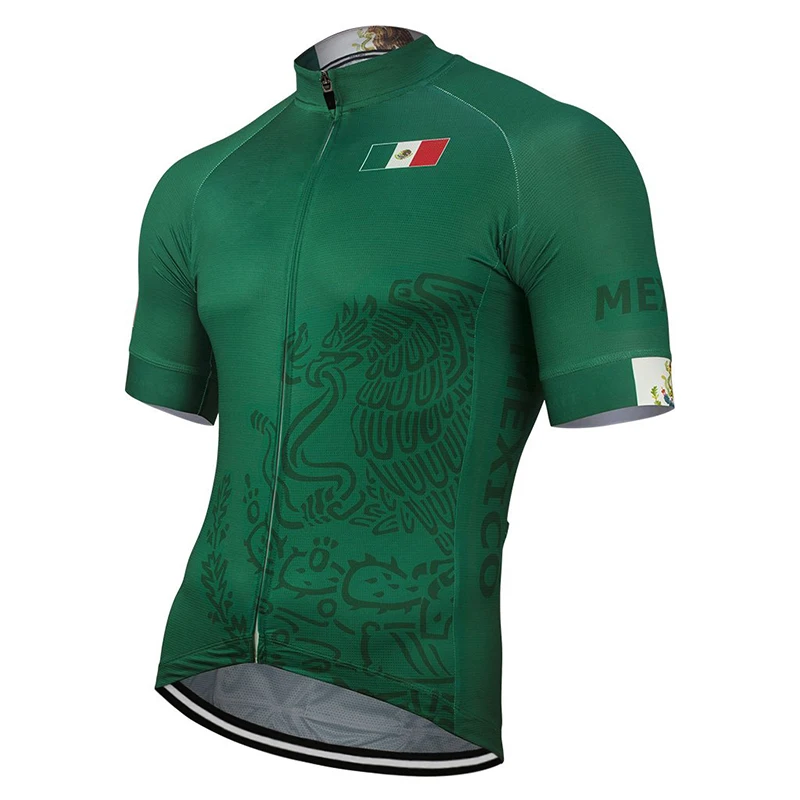 New Summer Mexico Flag Cycling Jersey Man green cycling Clothing Road Bicycle Wear Shirts