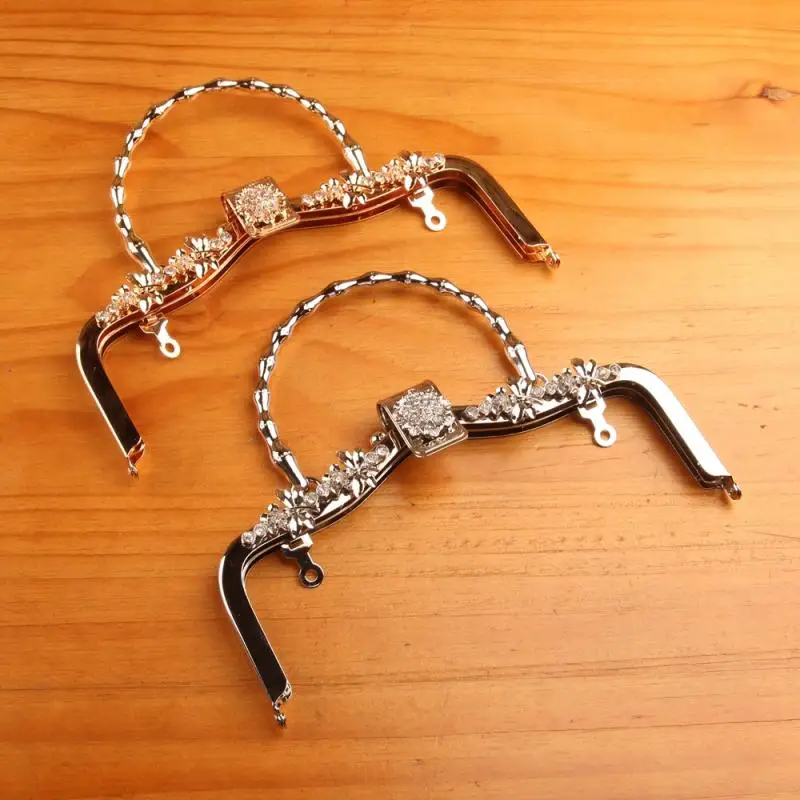 Metal Purse Frame Handle 20.5cm Silver Gold Flower Clasp Handle 8.07 inch Bag Frame For DIY Purse Bag Accessories Customized